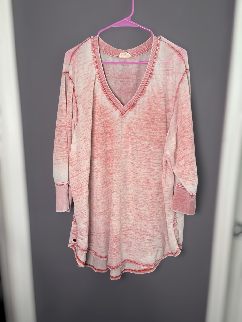 Jane and Delancey Pink Acid Wash V Neck Tunic 3x